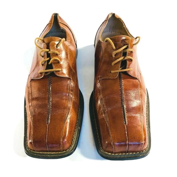 Giorgio V Mens Brown 10 D Leather Dress‎ Lace Up Square Toe Oxford Shoes - Picture 4 of 12